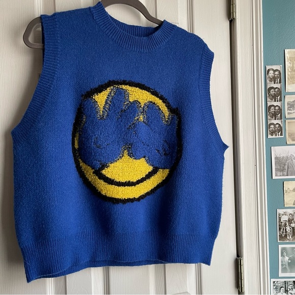 Cider Sweaters Cider Blue Smiley Face Sweater Vest Poshmark